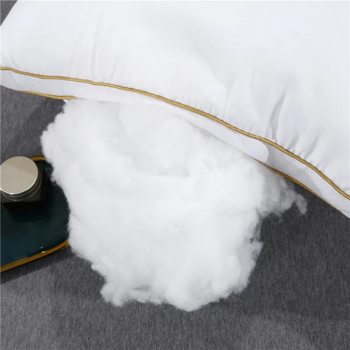 91家纺网 家纺一手货源 找家纺 佳尚枕芯 2025新款高端欧式酒店枕立体拼色刺绣羽丝绒酒店枕芯枕头 欧式浅黄48x74cm中枕