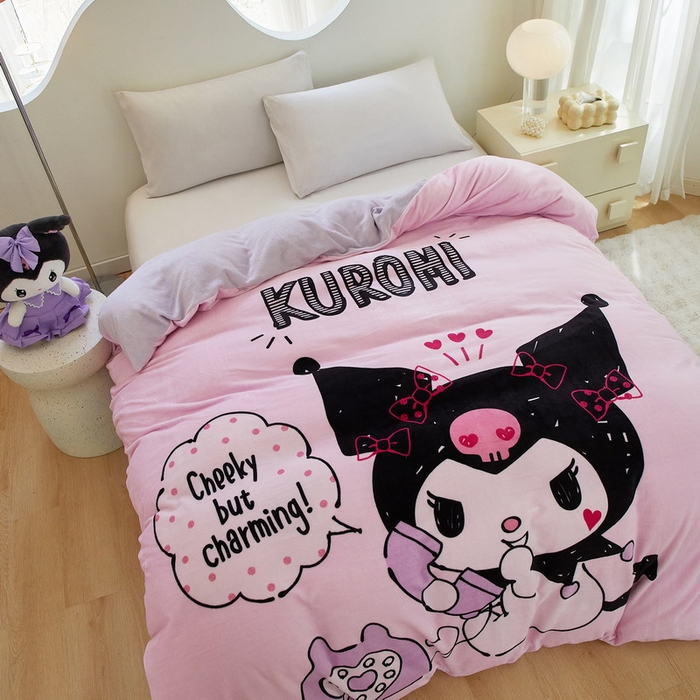 91家纺网 家纺一手货源 找家纺 蘭菲家纺 2024新款牛奶绒卡通三丽鸥单品被套 明天见