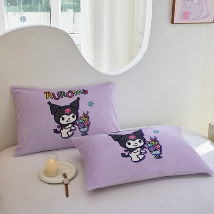 蘭菲家纺 2024新款牛奶绒卡通三丽鸥单品枕套 果茶