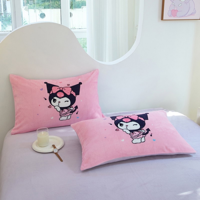 91家纺网 家纺一手货源 找家纺 蘭菲家纺 2024新款牛奶绒卡通三丽鸥四件套 酱小库