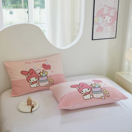 蘭菲家纺 2024新款牛奶绒卡通三丽鸥单品枕套 收礼物