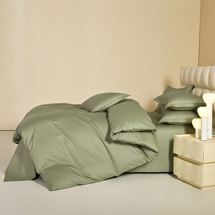 元元被芯 2025款纯色全丝光-全精梳高密纺-铂金A类全棉三件套 莫兰迪