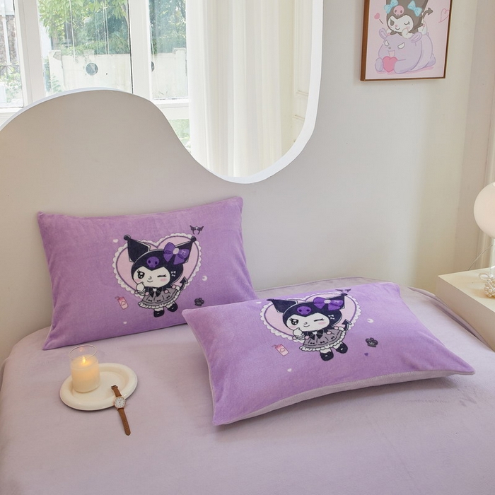 91家纺网 家纺一手货源 找家纺 蘭菲家纺 2024新款牛奶绒卡通三丽鸥四件套 巴库奶油