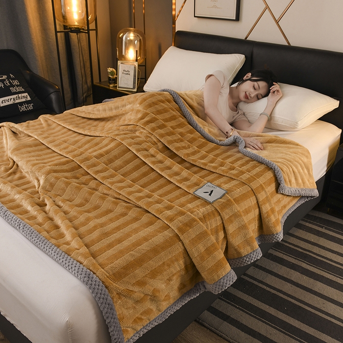 91家纺网 家纺一手货源 找家纺 恋绒家纺 2025新款双面绒休闲毛毯多功能毛毯牛奶绒毯子法莱绒盖毯 彩贝绒-棕色