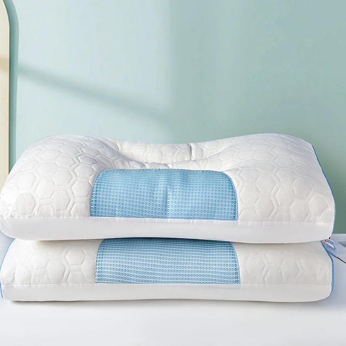 91家纺网 家纺一手货源 找家纺 佳尚枕芯 2025新款大豆乳胶+针织棉spa枕 单人枕芯 枕头 护颈枕 SPA按摩功能蓝色中枕48x74cm /只