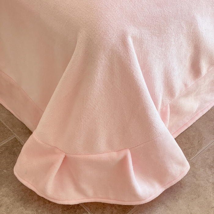 91家纺网 家纺一手货源 找家纺 一左一右 2024秋冬新款法式风复古印花褶皱花边保暖加厚高克重全消光牛奶绒四件套（提供买家秀） 仲夏粉