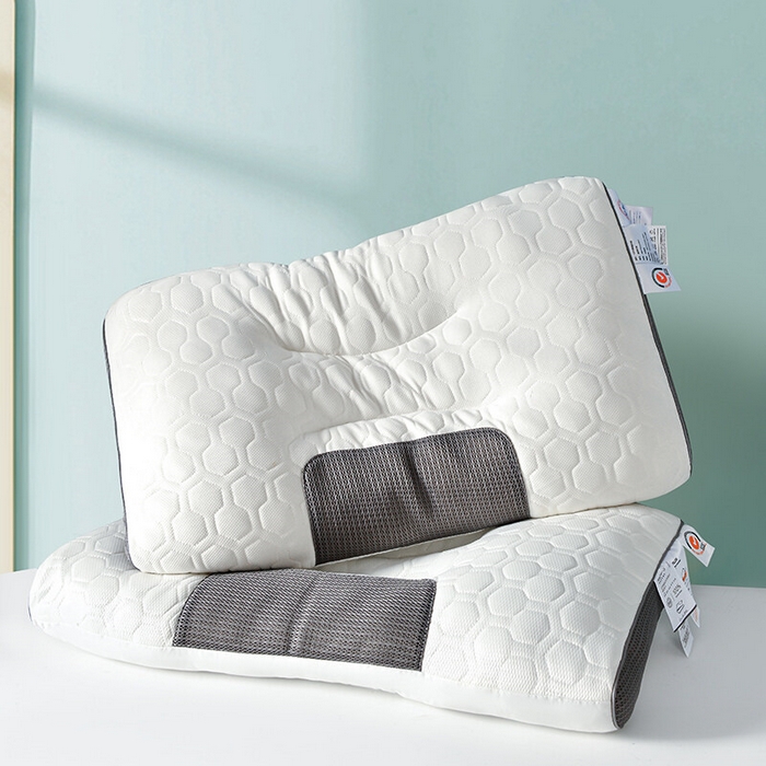 91家纺网 家纺一手货源 找家纺 佳尚枕芯 2025新款大豆乳胶+针织棉spa枕 单人枕芯 枕头 护颈枕 SPA按摩功能灰色中枕48x74cm /只