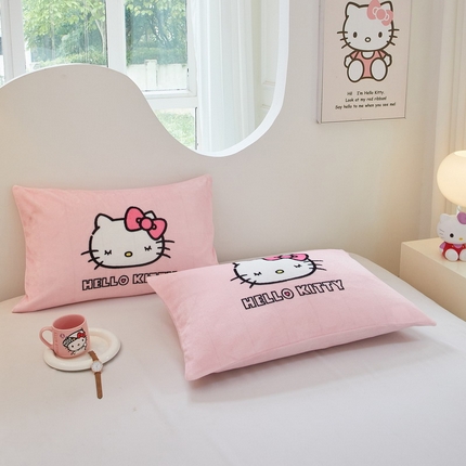 蘭菲家纺 2024新款牛奶绒卡通三丽鸥单品枕套 粉系
