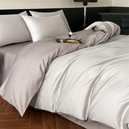 91家纺网 家纺一手货源 找家纺 （总）DC 2024新款天丝棉双拼绣花四件套-轻语