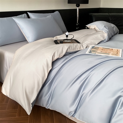 91家纺网 家纺一手货源 找家纺 （总）DC 2024新款天丝棉双拼绣花四件套-轻语