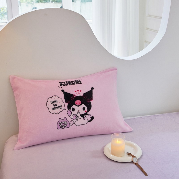 91家纺网 家纺一手货源 找家纺 蘭菲家纺 2024新款牛奶绒卡通三丽鸥四件套 明天见