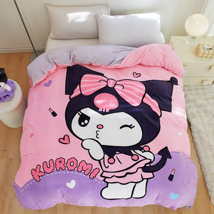 91家纺网 家纺一手货源 找家纺 蘭菲家纺 2024新款牛奶绒卡通三丽鸥单品被套 酱小库