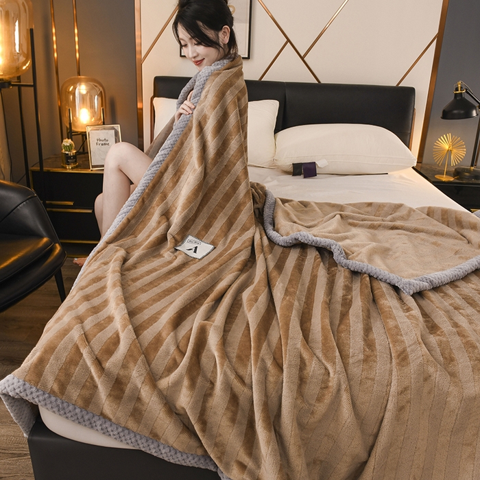 91家纺网 家纺一手货源 找家纺 恋绒家纺 2025新款双面绒休闲毛毯多功能毛毯牛奶绒毯子法莱绒盖毯 彩贝绒-咖色