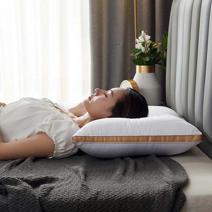 91家纺网 家纺一手货源 找家纺 佳尚枕芯 2025新款全棉纯棉保健护颈枕枕头枕芯 全棉保健护颈枕时尚金48x74cm/只