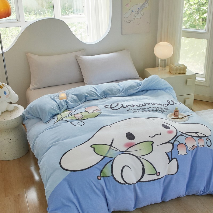 91家纺网 家纺一手货源 找家纺 蘭菲家纺 2024新款牛奶绒卡通三丽鸥单品被套 清新