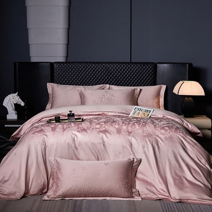 淳绵家居 2024新款50*50S双股长绒棉大版定位提花四件套 赫莱尼-豆沙