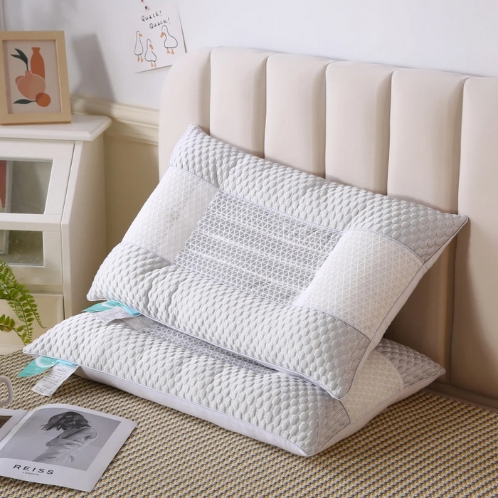 91家纺网 家纺一手货源 找家纺 佳尚枕芯 2025新款3D凉豆豆护颈椎枕头酒店助睡眠决明子枕芯感豆豆低枕枕头枕芯 灰色48x74cm/只