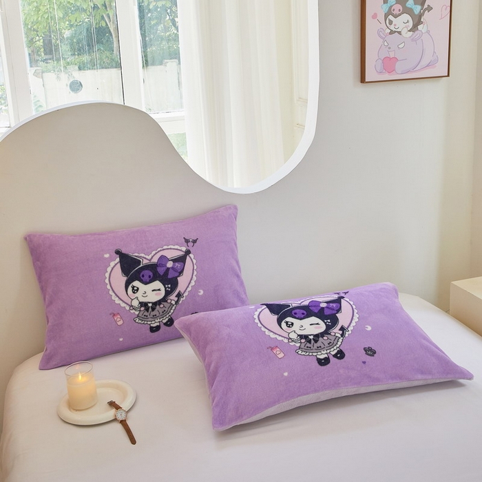 91家纺网 家纺一手货源 找家纺 蘭菲家纺 2024新款牛奶绒卡通三丽鸥单品枕套 巴库奶油