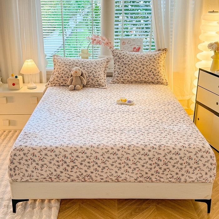 91家纺网 家纺一手货源 找家纺 妖妖家纺 2024新款200克牛奶绒单床笠 后花园