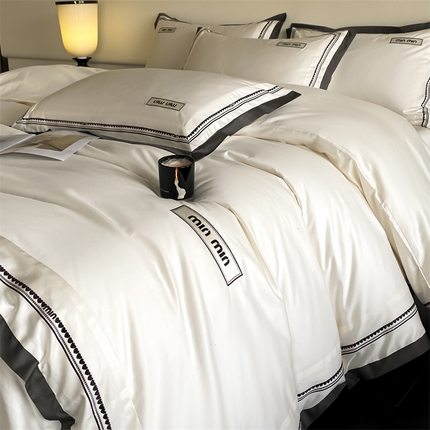 91家纺网 家纺一手货源 找家纺 （总）DC 2024新款60支B类全棉长绒棉刺绣四件套--心愿