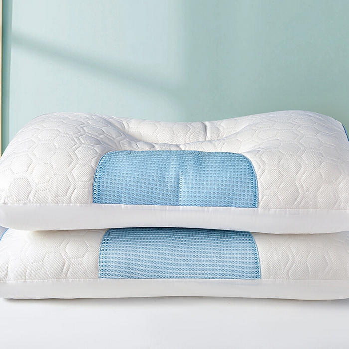 91家纺网 家纺一手货源 找家纺 佳尚枕芯 2025新款大豆乳胶+针织棉spa枕 单人枕芯 枕头 护颈枕 SPA按摩功能蓝色中枕48x74cm /只