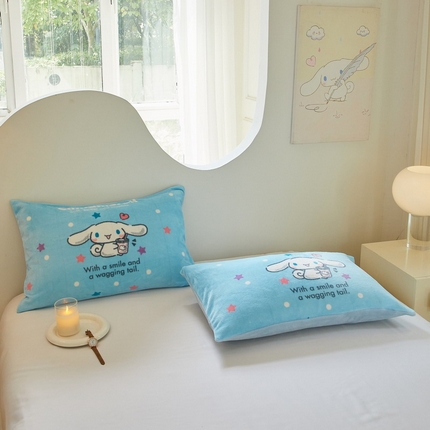 蘭菲家纺 2024新款牛奶绒卡通三丽鸥单品枕套 奶茶