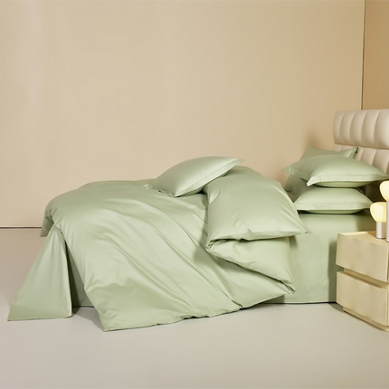 元元被芯 2025款纯色全丝光-全精梳高密纺-铂金A类全棉三件套 森林绿