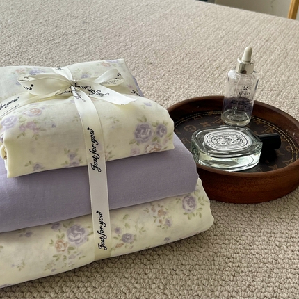 91家纺网 家纺一手货源 找家纺 （总）一比一家纺 2025新款全棉母婴级抗菌有氧全棉双层纱亲肤全棉小清新印花三件套四件套