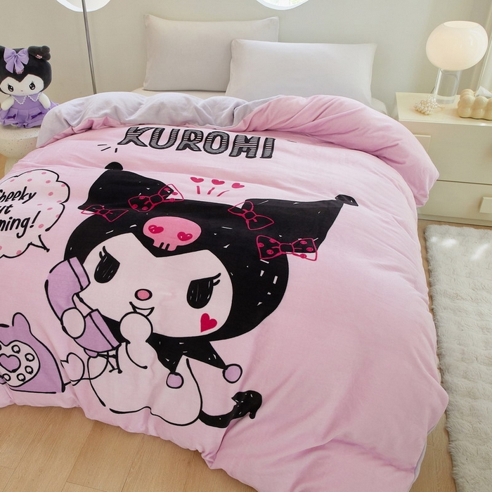 91家纺网 家纺一手货源 找家纺 蘭菲家纺 2024新款牛奶绒卡通三丽鸥单品被套 明天见