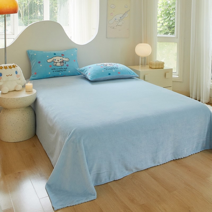 91家纺网 家纺一手货源 找家纺 蘭菲家纺 2024新款牛奶绒卡通三丽鸥四件套 奶茶