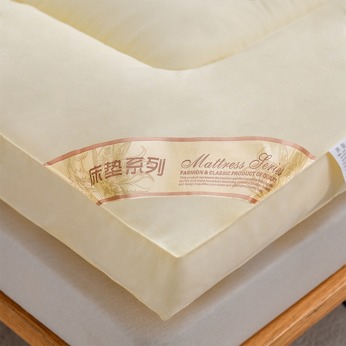 91家纺网 家纺一手货源 找家纺 预言家纺 2024新款3D磨毛羽丝绒羊羔绒床垫 米黄