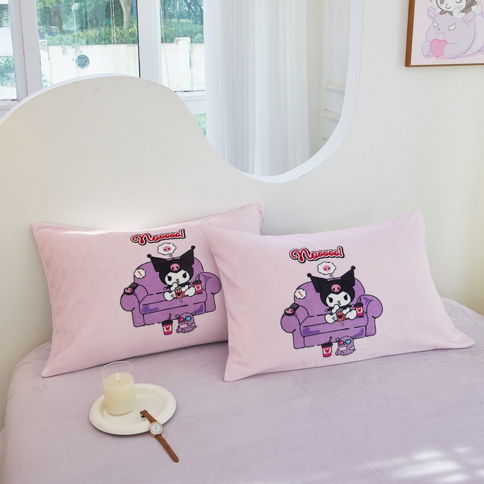 91家纺网 家纺一手货源 找家纺 蘭菲家纺 2024新款牛奶绒卡通三丽鸥四件套 星期天