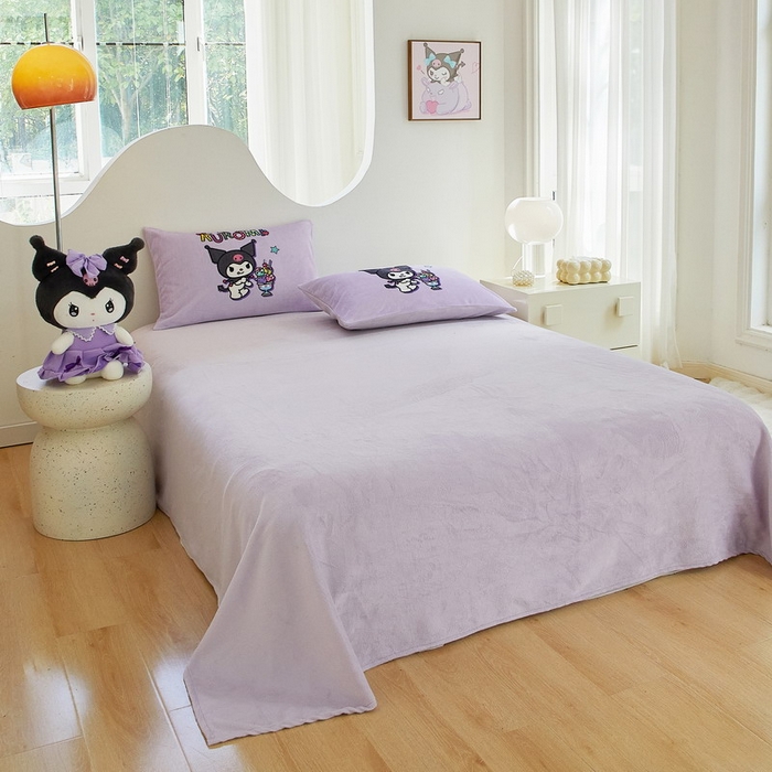 91家纺网 家纺一手货源 找家纺 蘭菲家纺 2024新款牛奶绒卡通三丽鸥四件套 果茶