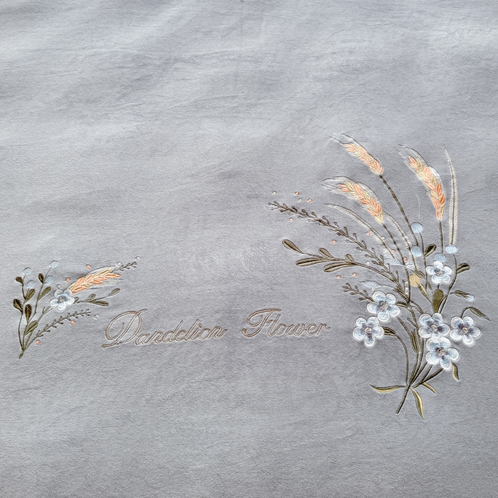 91家纺网 家纺一手货源 找家纺 金米诺 2024新款绣花牛奶绒四件套 麦穗-银灰