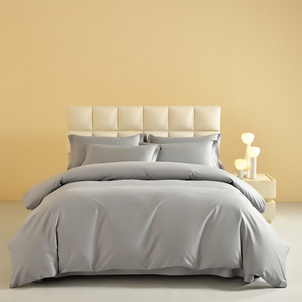 91家纺网 家纺一手货源 找家纺 元元被芯 2025款纯色全丝光-全精梳高密纺-铂金A类全棉四件套 兰灰