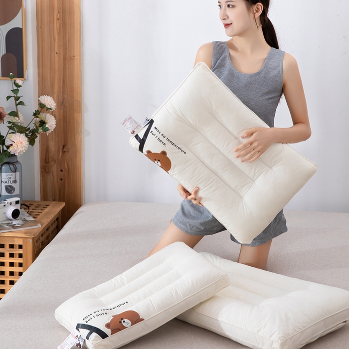 91家纺网 家纺一手货源 找家纺 佳尚枕芯 2025新款枕芯 A类无荧光全棉A+熊儿童酒店低枕头枕芯 全棉小熊成人款 48x74cm/只