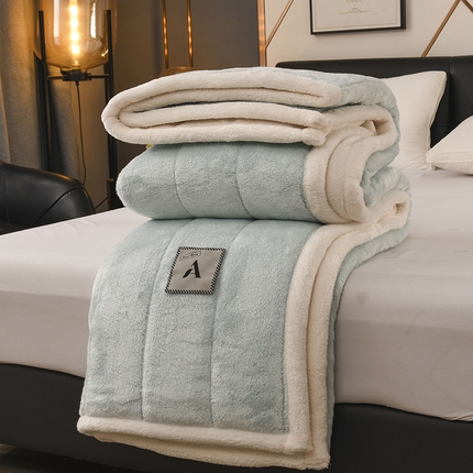 91家纺网 家纺一手货源 找家纺 恋绒家纺 2025新款加厚三层毛毯被牛奶绒复合毯子夹棉盖毯午睡毯子法莱绒毛毯 （亲肤绒-）-天空蓝
