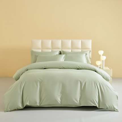 91家纺网 家纺一手货源 找家纺 元元被芯 2025款纯色全丝光-全精梳高密纺-铂金A类全棉四件套 森林绿