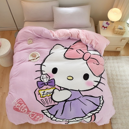 91家纺网 家纺一手货源 找家纺 （总）蘭菲家纺 2024新款牛奶绒卡通三丽鸥单品被套