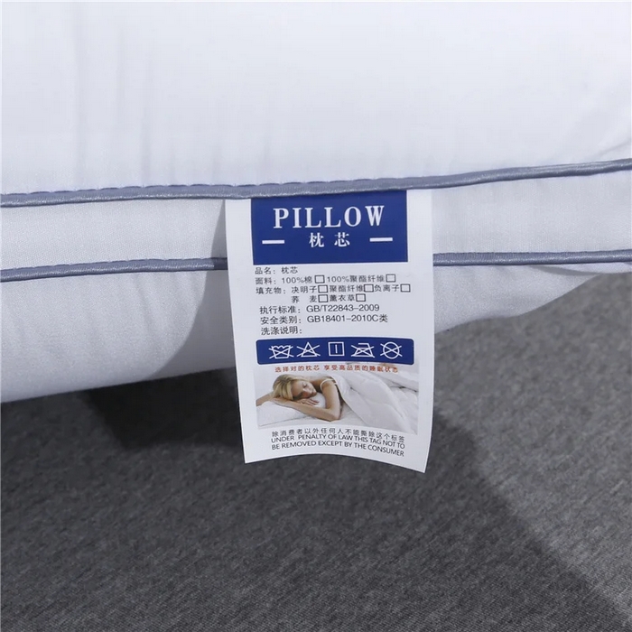 91家纺网 家纺一手货源 找家纺 佳尚枕芯 2025新款高端欧式酒店枕立体拼色刺绣羽丝绒酒店枕芯枕头 欧式淡蓝48x74cm高枕