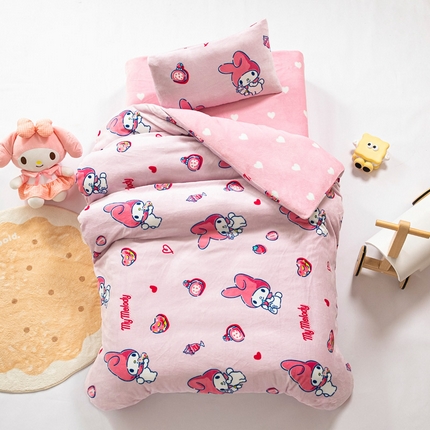 91家纺网 家纺一手货源 找家纺 （总）鱼宝 2024正版授权三丽鸥牛奶绒幼儿园三件套