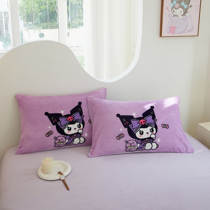 91家纺网 家纺一手货源 找家纺 蘭菲家纺 2024新款牛奶绒卡通三丽鸥四件套 绒小库