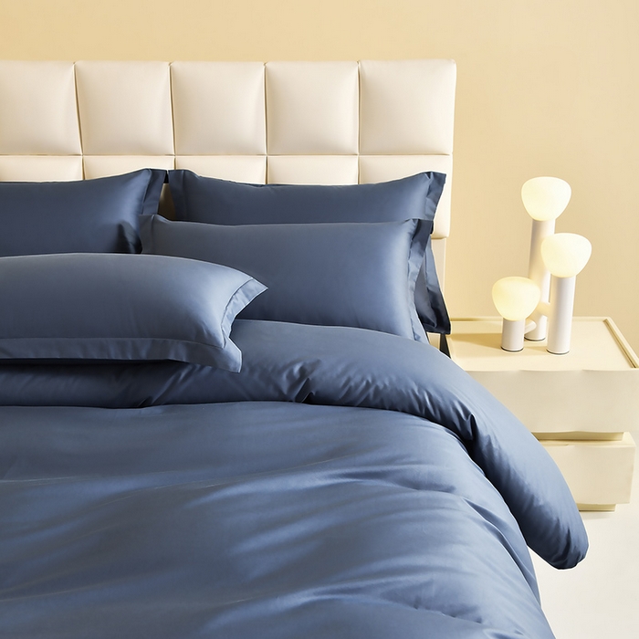 91家纺网 家纺一手货源 找家纺 元元被芯 2025款纯色全丝光-全精梳高密纺-铂金A类全棉单被套 藏蓝