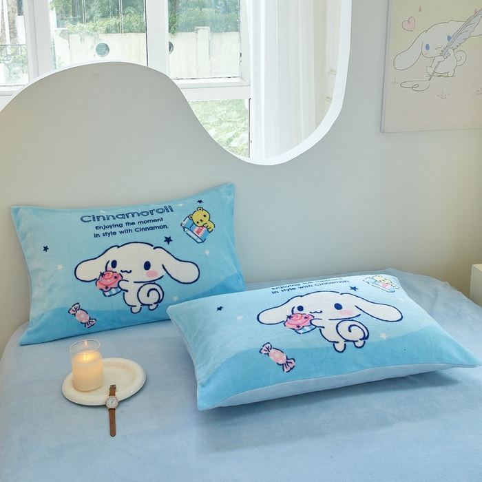 91家纺网 家纺一手货源 找家纺 蘭菲家纺 2024新款牛奶绒卡通三丽鸥四件套 小吃货