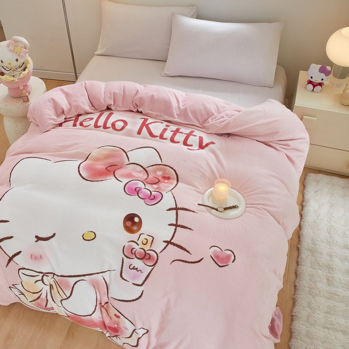 91家纺网 家纺一手货源 找家纺 蘭菲家纺 2024新款牛奶绒卡通三丽鸥单品被套 向往