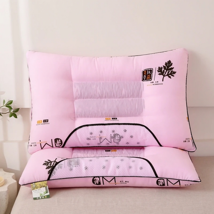 91家纺网 家纺一手货源 找家纺 佳尚枕芯 2025新款艾草抗菌决明子磁疗定型护颈枕枕头枕芯 粉色48x74cm/只 高枕