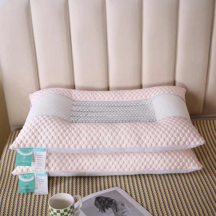 91家纺网 家纺一手货源 找家纺 佳尚枕芯 2025新款3D凉豆豆护颈椎枕头酒店助睡眠决明子枕芯感豆豆低枕枕头枕芯 粉色48x74cm/只