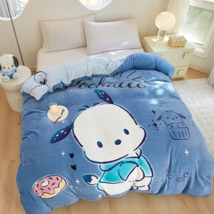 蘭菲家纺 2024新款牛奶绒卡通三丽鸥单品被套 恰恰.蓝