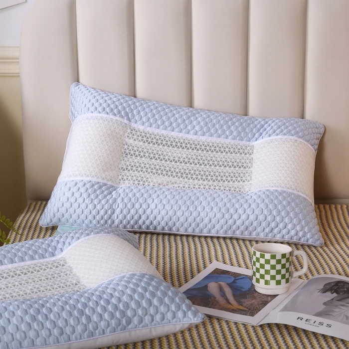 91家纺网 家纺一手货源 找家纺 佳尚枕芯 2025新款3D凉豆豆护颈椎枕头酒店助睡眠决明子枕芯感豆豆低枕枕头枕芯 蓝色48x74cm/只