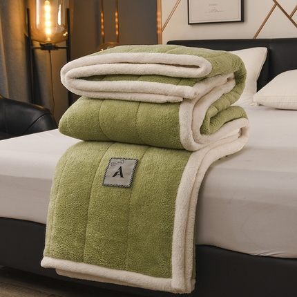 91家纺网 家纺一手货源 找家纺 恋绒家纺 2025新款加厚三层毛毯被牛奶绒复合毯子夹棉盖毯午睡毯子法莱绒毛毯 （亲肤绒-）-抹茶绿